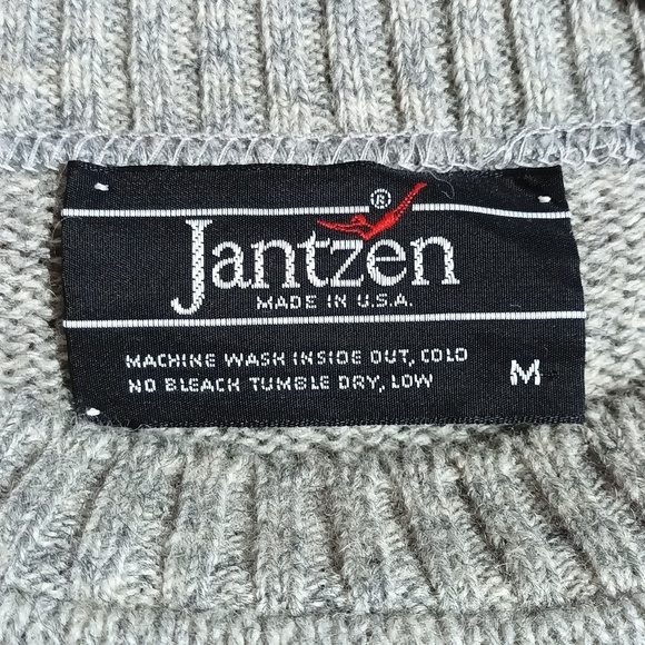 Jantzen Light Gray Knit Sweater Made In USA Vintage Wool Medium - Picture 11 of 12